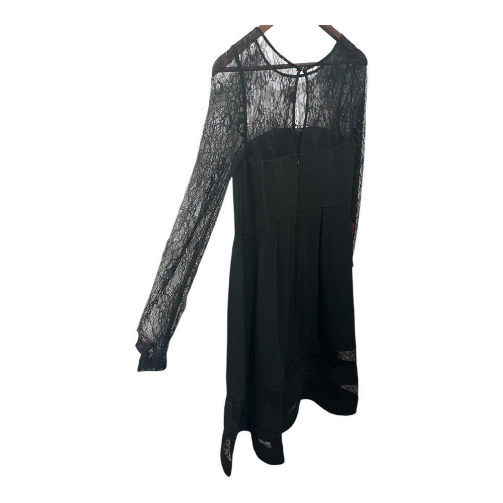 AIDAN MATTOX BLACK SHADOW STRIPE CREPE MIDI FIT & FLARE COCKTAIL DRESS NWT SZ 10 - Picture 6 of 16